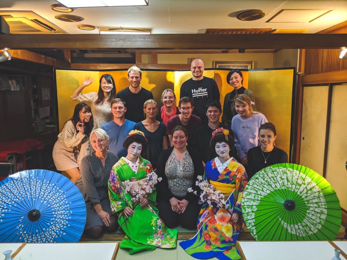 A group of Tokyo tourists experiencing a Furisode night with the Backstreet Guides