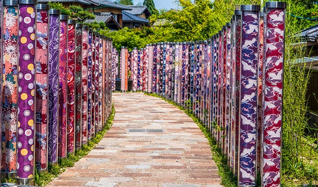 Kimono Forest art in Arashiyama, Kyoto