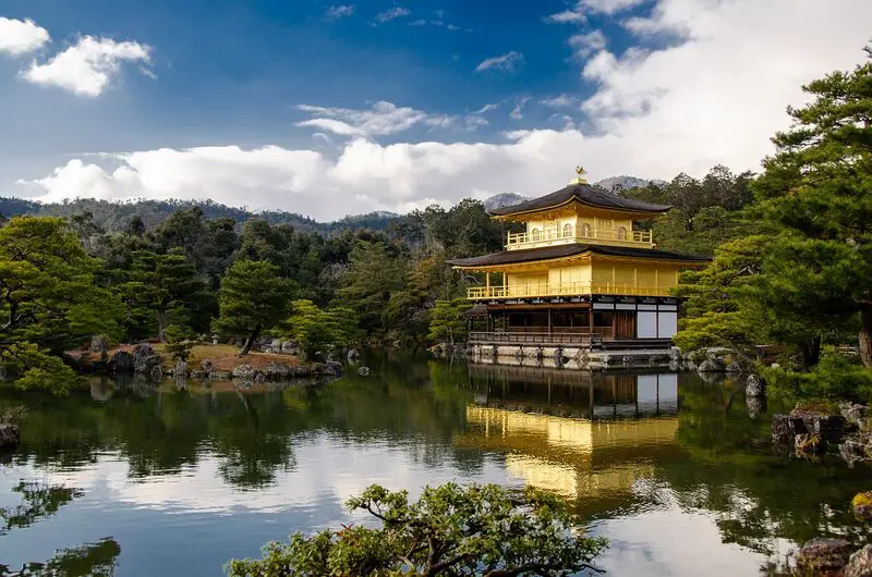 view of the Golden Pavilion in north Kyoto